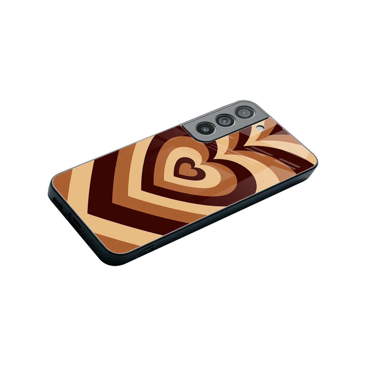 Y2K Brown Hearts stylish phone case for samsung galaxy s22 | glossy glass and slim fit