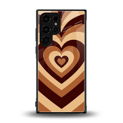 Y2K Brown Hearts back phone cover | glass case for samsung galaxy s23 ultra