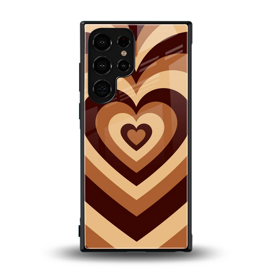 Y2K Brown Hearts back phone cover | glass case for samsung galaxy s23 ultra