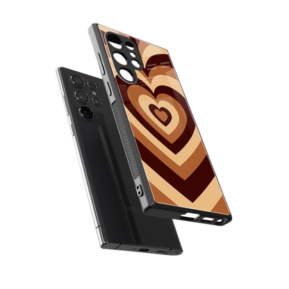 Y2K Brown Hearts sleek samsung galaxy s24 ultra cover with tempered glass back and TPU edges