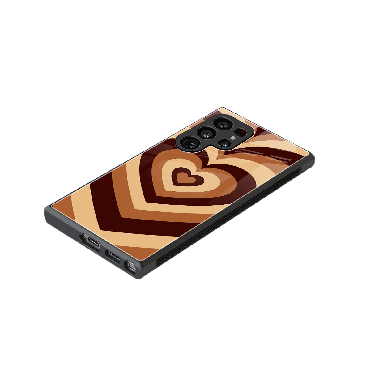 Y2K Brown Hearts stylish phone case for samsung galaxy s23 ultra | glossy glass and slim fit