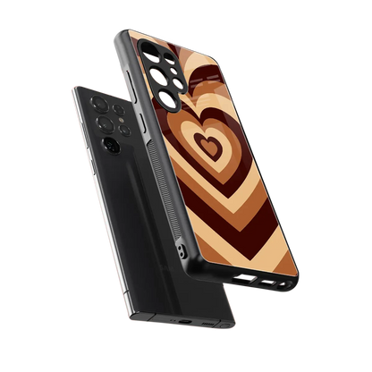 Y2K Brown Hearts sleek samsung galaxy s25 ultra cover with tempered glass back and TPU edges