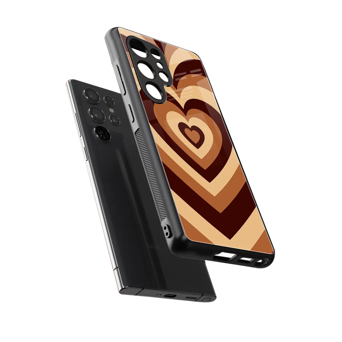 Y2K Brown Hearts sleek samsung galaxy s26 ultra cover with tempered glass back and TPU edges