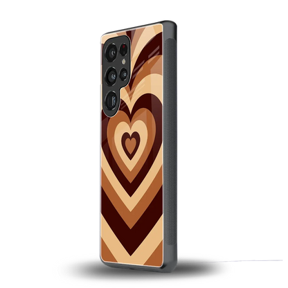 Y2K Brown Hearts samsung galaxy s25 ultra mobile cover | shockproof glass phone case