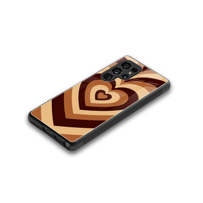 Y2K Brown Hearts stylish phone case for samsung galaxy s25 ultra | glossy glass and slim fit