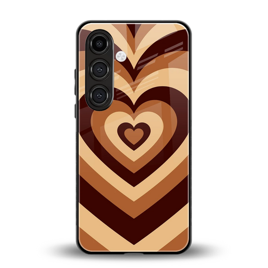 Y2K Brown Hearts back phone cover | glass case for samsung galaxy s26