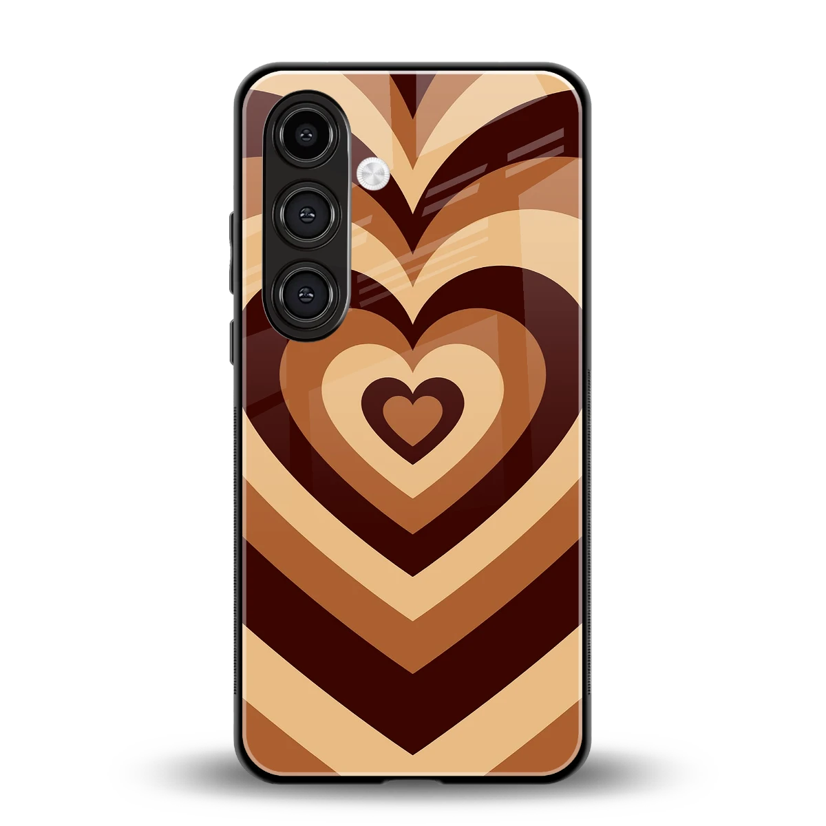 Y2K Brown Hearts back phone cover | glass case for samsung galaxy s24