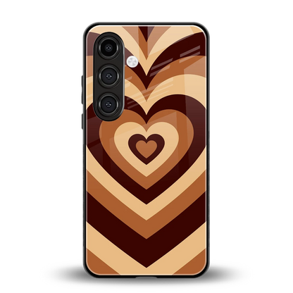 Y2K Brown Hearts back phone cover | glass case for samsung galaxy s24