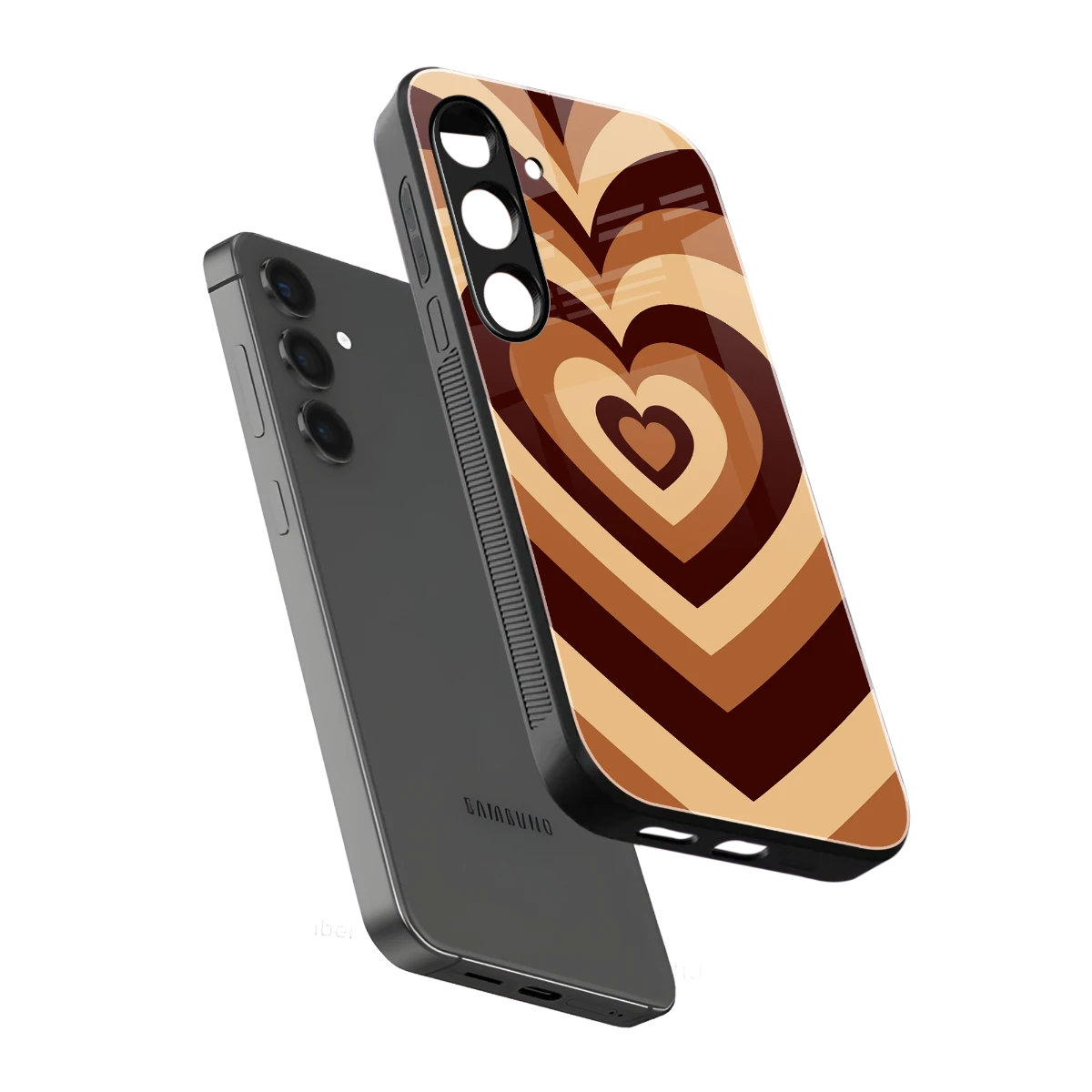 Y2K Brown Hearts sleek samsung galaxy s24 cover with tempered glass back and TPU edges