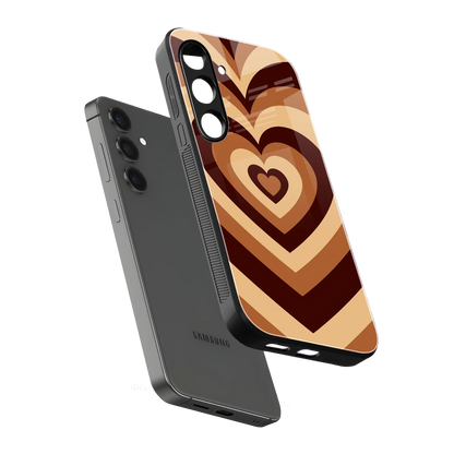 Y2K Brown Hearts sleek samsung galaxy s24 cover with tempered glass back and TPU edges