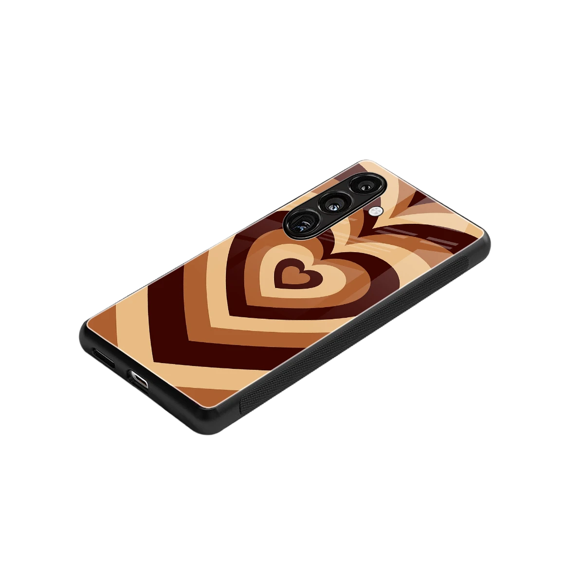 Y2K Brown Hearts stylish phone case for samsung galaxy s23 fe | glossy glass and slim fit
