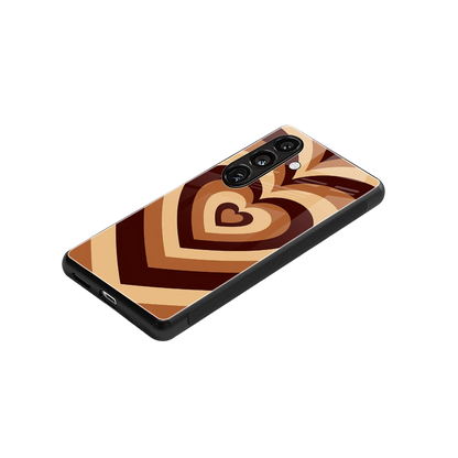 Y2K Brown Hearts stylish phone case for samsung galaxy s23 fe | glossy glass and slim fit