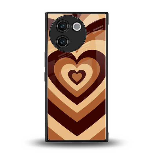 Y2K Brown Hearts back phone cover | glass case for vivo v30e
