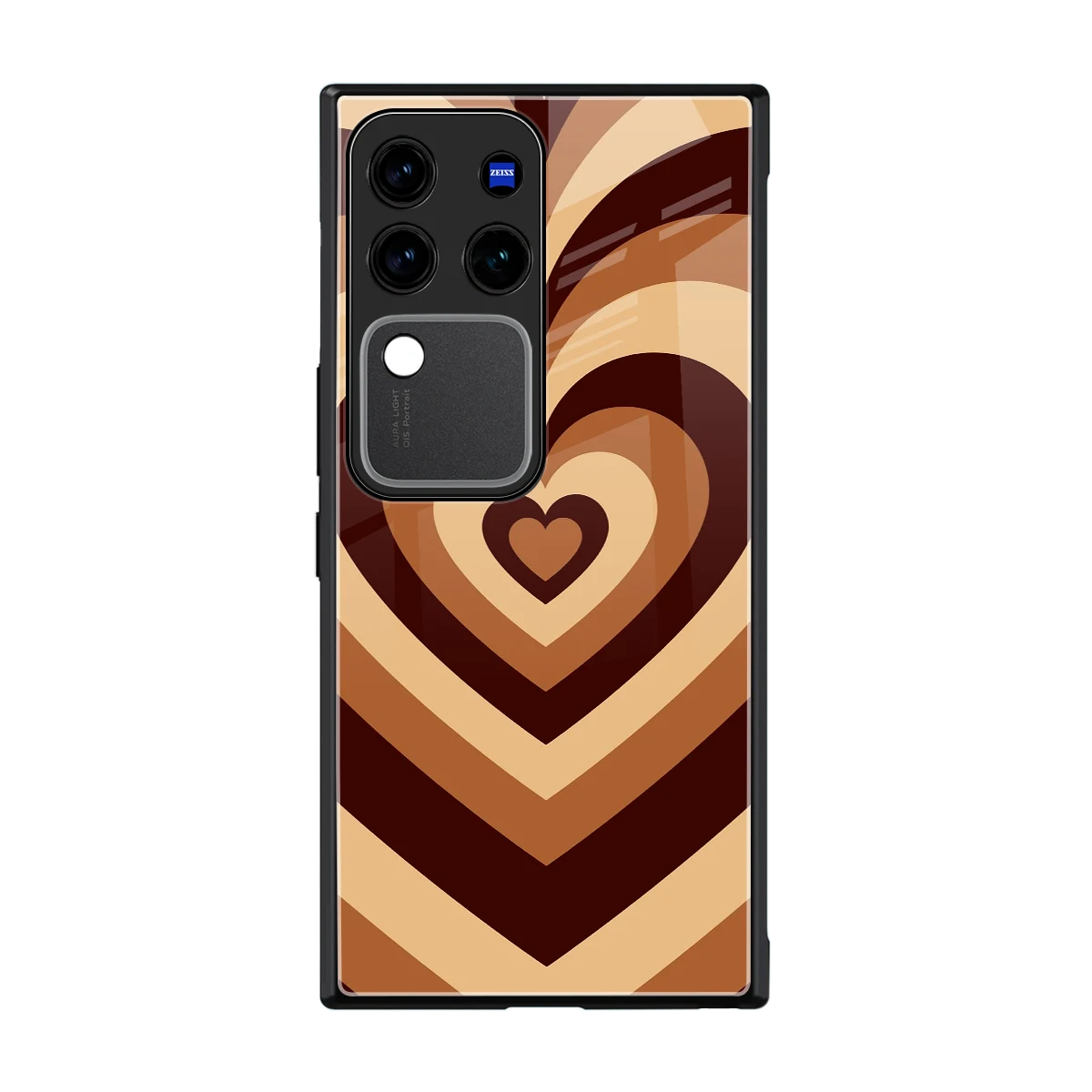 Y2K Brown Hearts back phone cover | glass case forvivo v30 pro