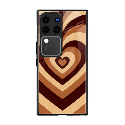 Y2K Brown Hearts back phone cover | glass case forvivo v30 pro