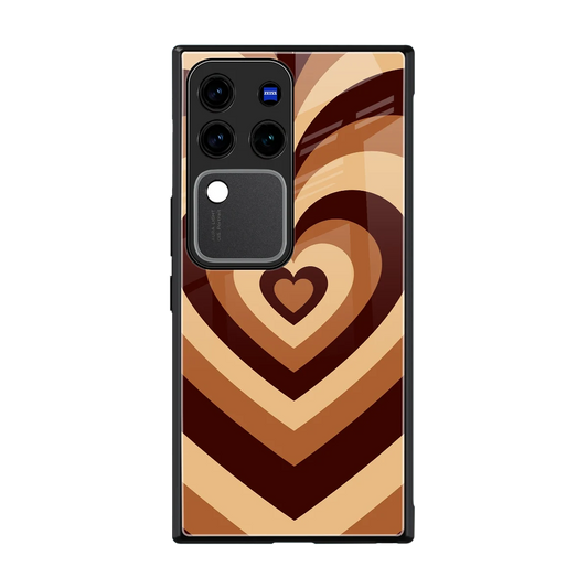 Y2K Brown Hearts back phone cover | glass case forvivo v30 pro