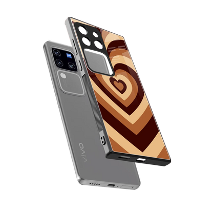 Y2K Brown Hearts sleekvivo v30 pro cover with tempered glass back and TPU edges