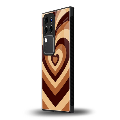 Y2K Brown Heartsvivo v30 pro mobile cover | shockproof glass phone case