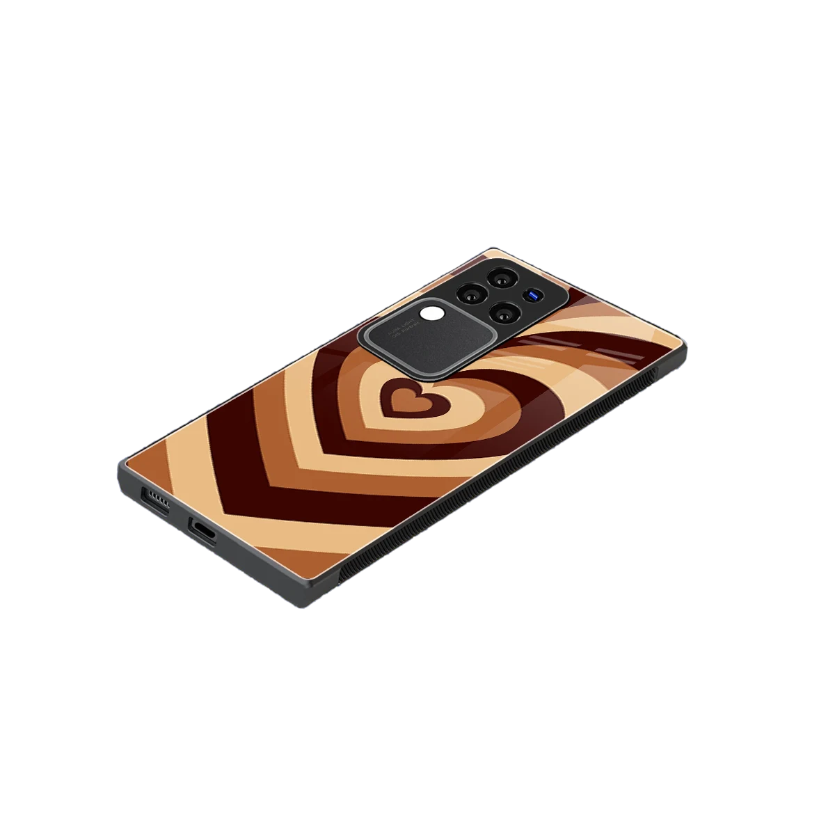 Y2K Brown Hearts stylish phone case forvivo v30 pro | glossy glass and slim fit