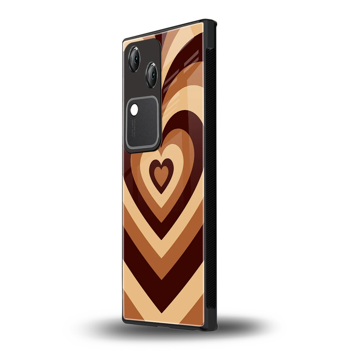 Y2K Brown Hearts vivo v30 mobile cover | shockproof glass phone case