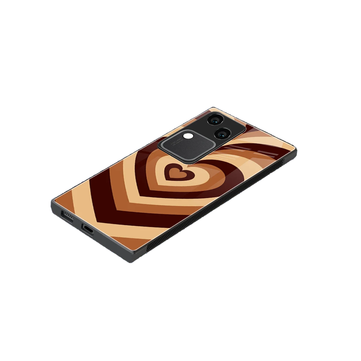 Y2K Brown Hearts stylish phone case for vivo v30 | glossy glass and slim fit