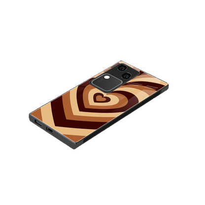 Y2K Brown Hearts stylish phone case for vivo v30 | glossy glass and slim fit