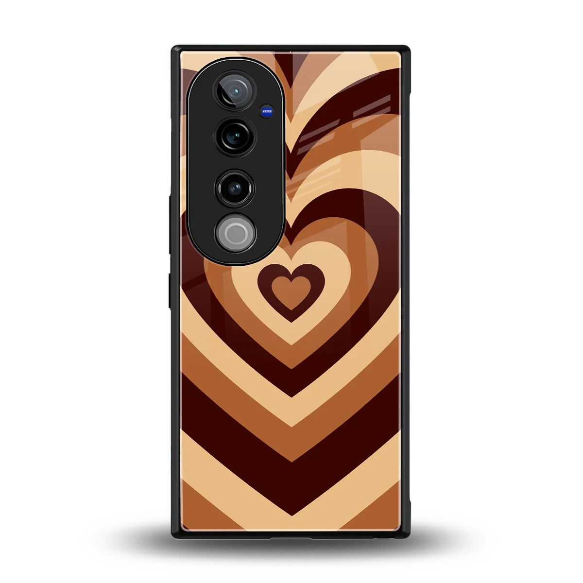 Y2K Brown Hearts back phone cover | glass case for vivo v40 pro