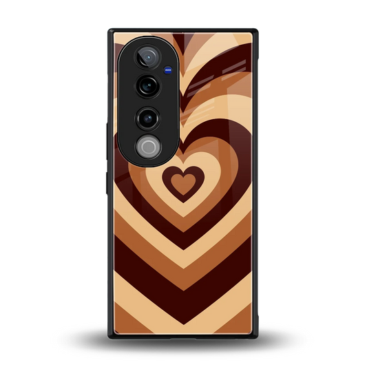 Y2K Brown Hearts back phone cover | glass case for vivo v40 pro