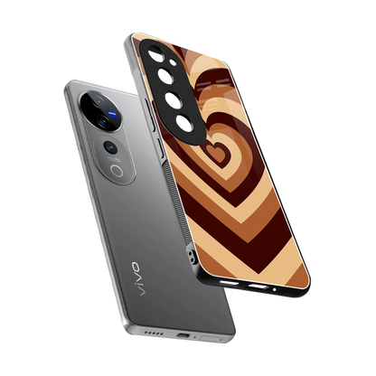 Y2K Brown Hearts sleek vivo v40 pro cover with tempered glass back and TPU edges