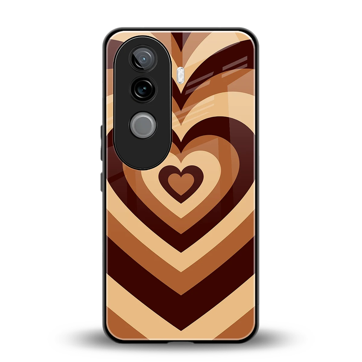 Y2K Brown Hearts back phone cover | glass case for vivo v40e