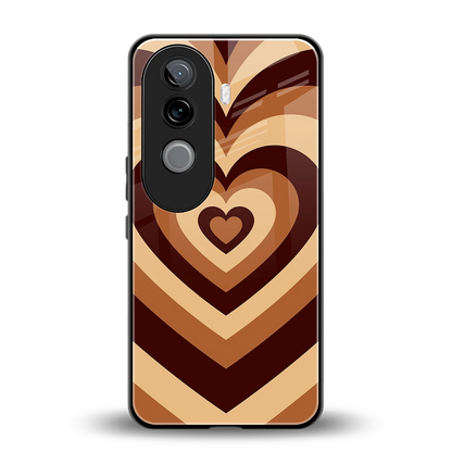Y2K Brown Hearts back phone cover | glass case for vivo v40e