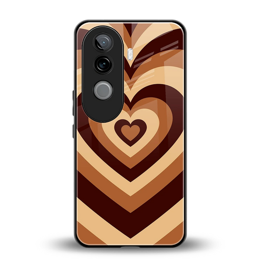 Y2K Brown Hearts back phone cover | glass case for vivo v40e