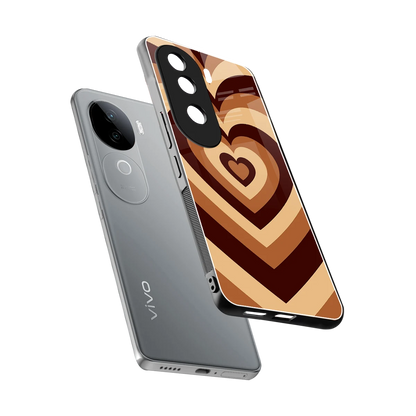 Y2K Brown Hearts sleek vivo v40e cover with tempered glass back and TPU edges