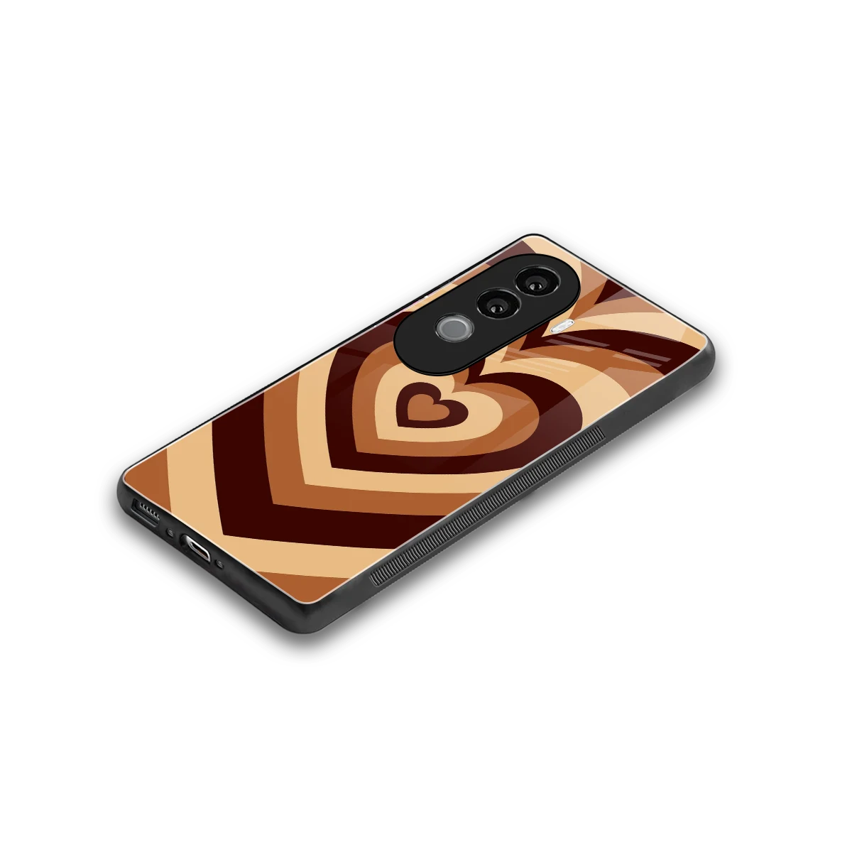 Y2K Brown Hearts stylish phone case for vivo v40e | glossy glass and slim fit