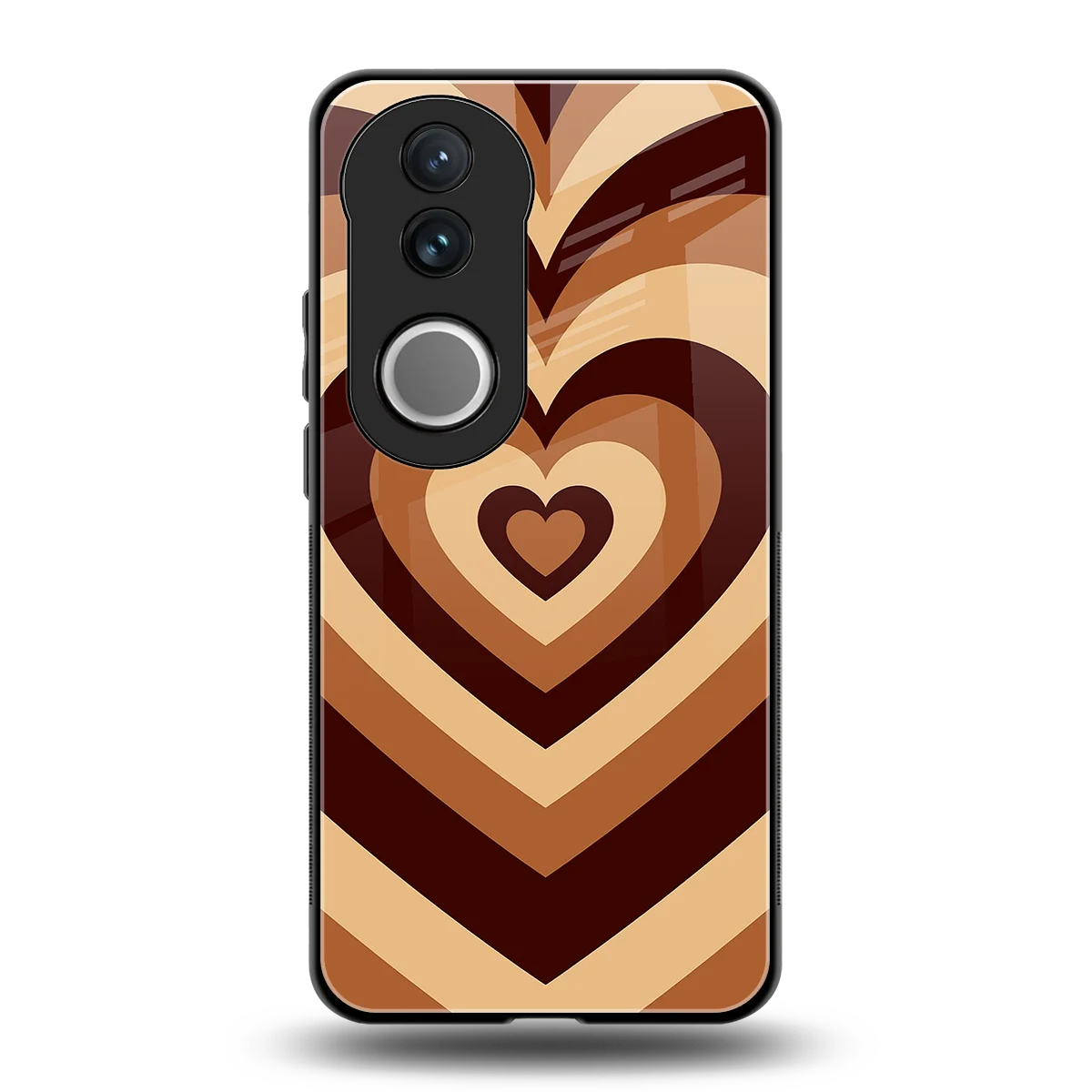 Y2K Brown Hearts back phone cover | glass case for vivo v50