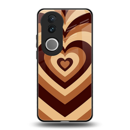 Y2K Brown Hearts back phone cover | glass case for vivo v50