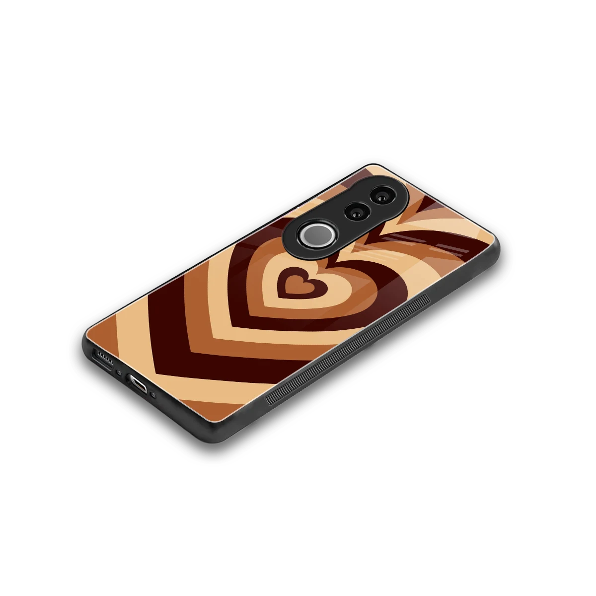 Y2K Brown Hearts stylish phone case for vivo v50 | glossy glass and slim fit
