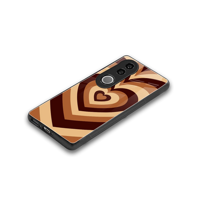 Y2K Brown Hearts stylish phone case for vivo v50 | glossy glass and slim fit