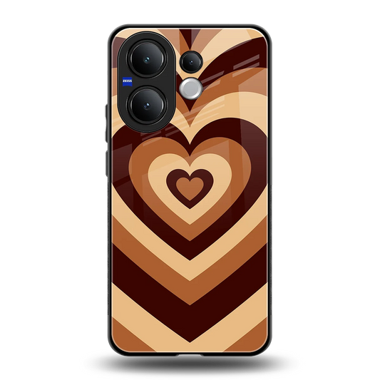 Y2K Brown Hearts back phone cover | glass case for vivo v60