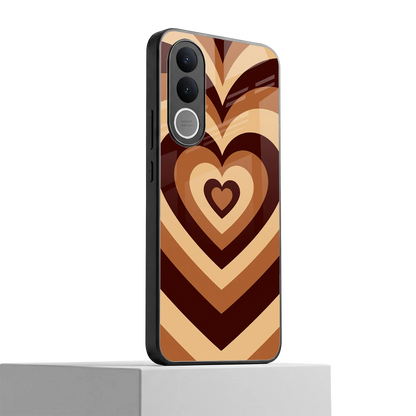 Y2K Brown Hearts vivo v70 fe mobile cover | shockproof glass phone case