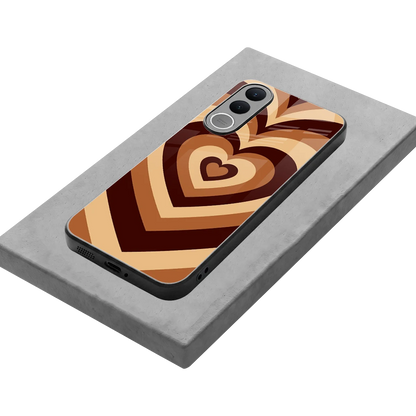 Y2K Brown Hearts stylish phone case for vivo v70 fe | glossy glass and slim fit