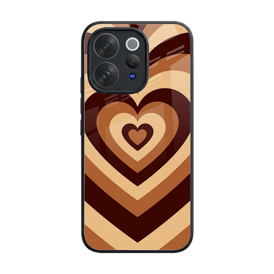 Y2K Brown Hearts back phone cover | glass case for vivo v70