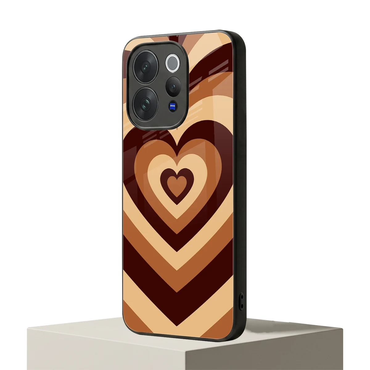 Y2K Brown Hearts vivo v70 mobile cover | shockproof glass phone case