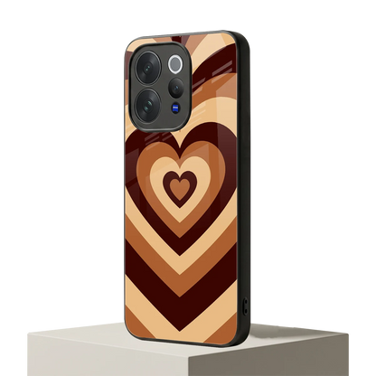 Y2K Brown Hearts vivo v70 mobile cover | shockproof glass phone case