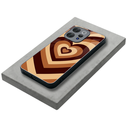 Y2K Brown Hearts stylish phone case for vivo v70 elite | glossy glass and slim fit