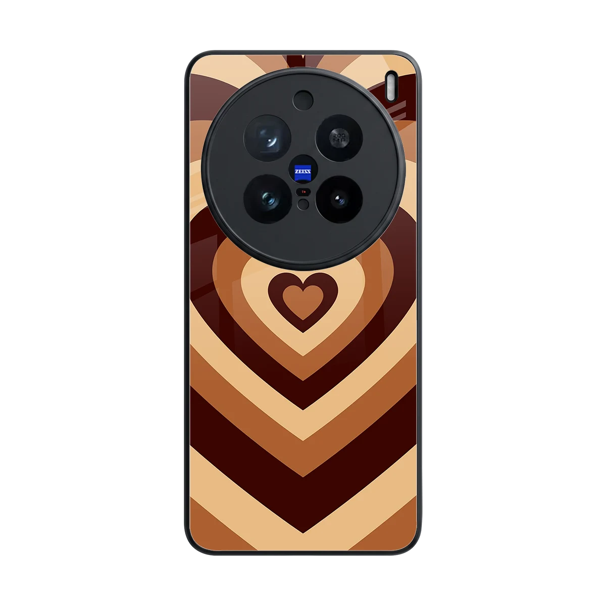Y2K Brown Hearts back phone cover | glass case for vivo x200 pro