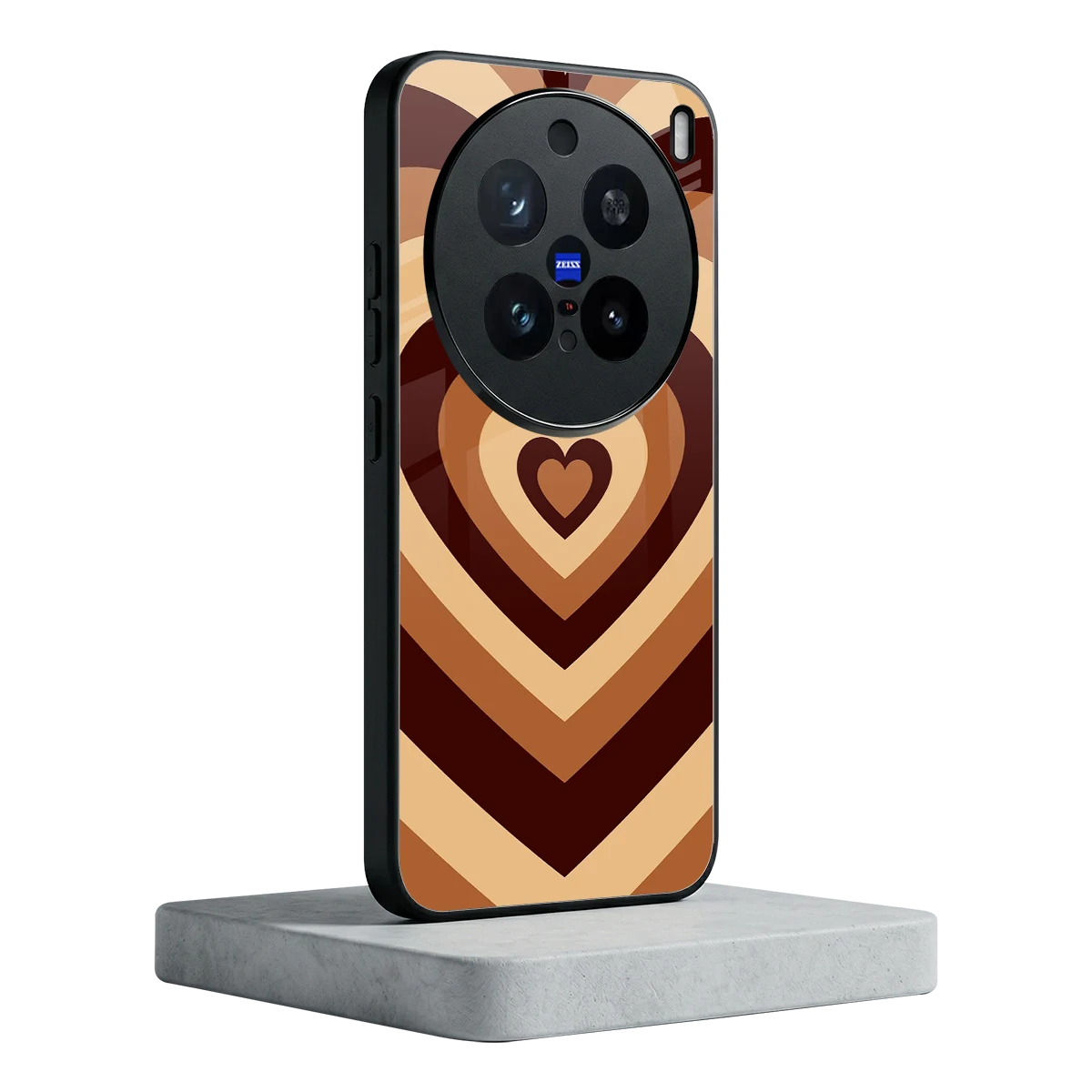Y2K Brown Hearts vivo x200 pro mobile cover | shockproof glass phone case