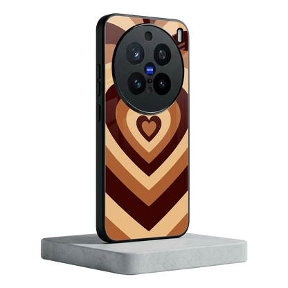 Y2K Brown Hearts vivo x200 pro mobile cover | shockproof glass phone case