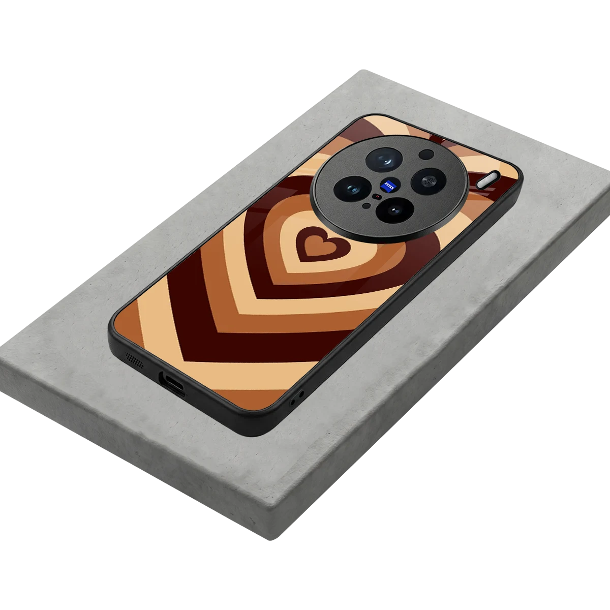 Y2K Brown Hearts stylish phone case for vivo x200 pro | glossy glass and slim fit