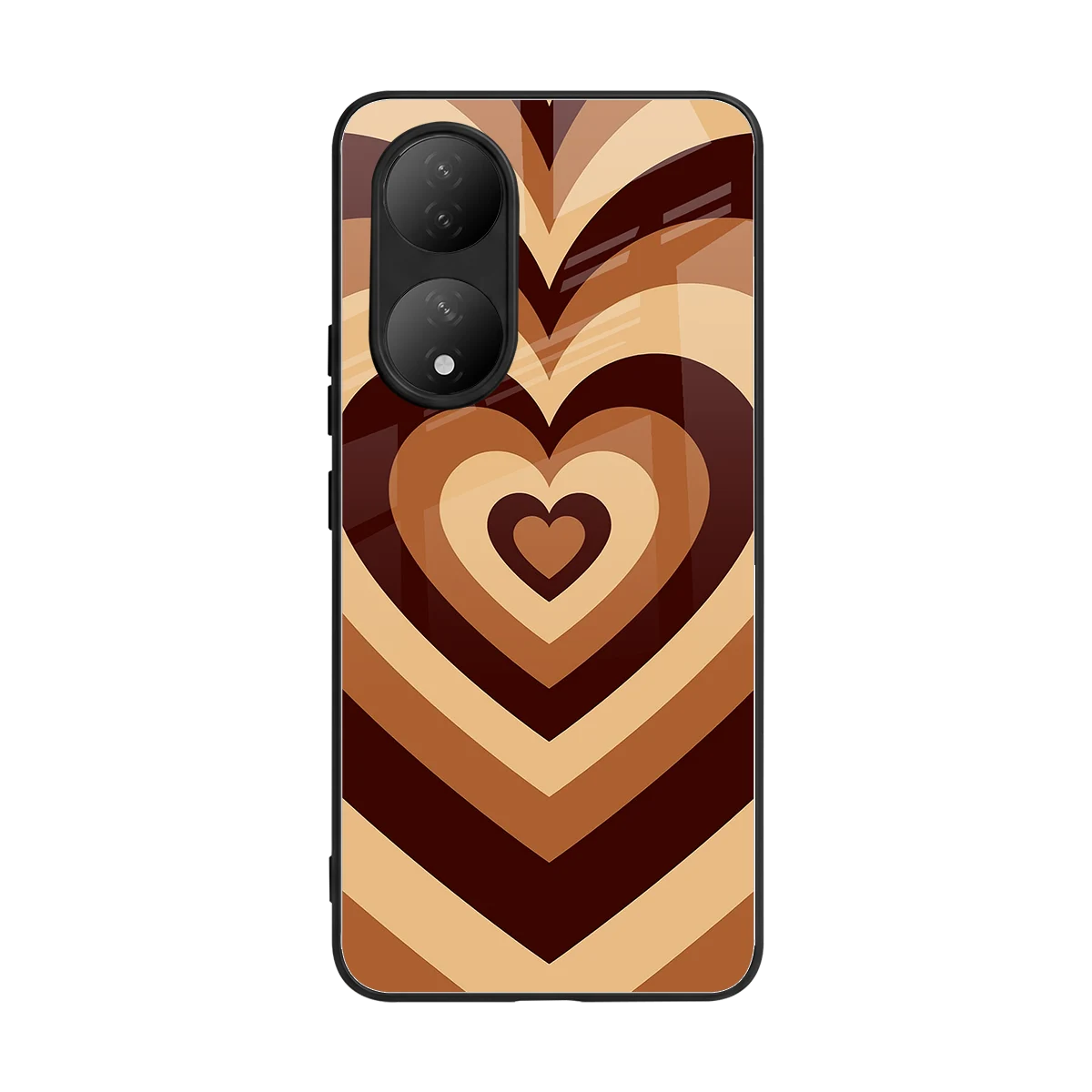 Y2K Brown Hearts back phone cover | glass case for Vivo-y100